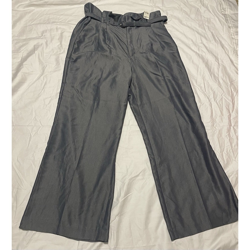 Express Wide Leg Pants in Charcoal Gray with Belt 14